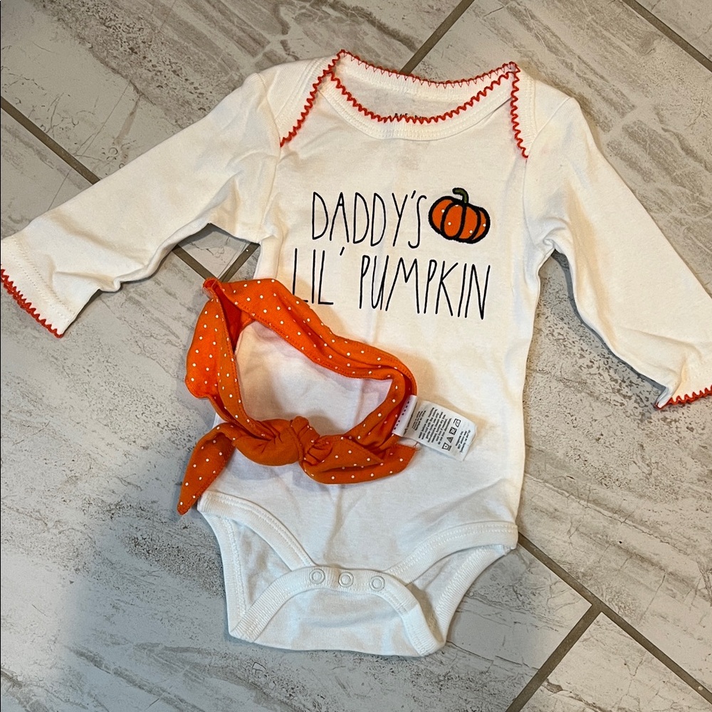 Rae Dunn White and Orange Kids Bodysuit